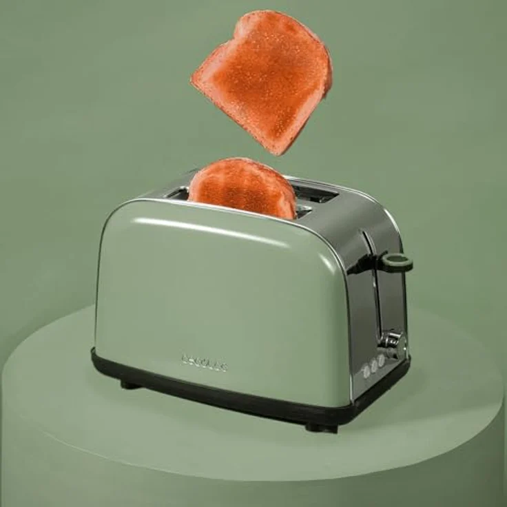 Cecotec Vertikaler Toaster Toastin' time 850 Green, 850W, doppelter breiter Schlitz, Edelstahl, 7 Röststufen, Pop-up-Funktion, automatische Abschaltung, Krümelablage – Bild 4
