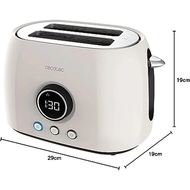 Cecotec Tostadora digital ClassicToast 8000, 2 kurze Schlitzen, 800W, 6 Bräunungsstufen, Extra-Lift-Funktion, beige double  – Bild 8
