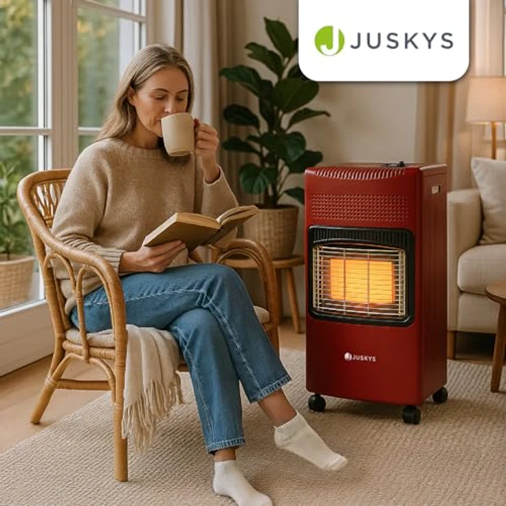 Juskys Heizstrahler GS42US, 4200 W Infrarot-Gasheizung mit 3-Stufen-Wärme-Regler, rot, mobiler Gasheizer mit Sicherheitsstandards – Bild 7