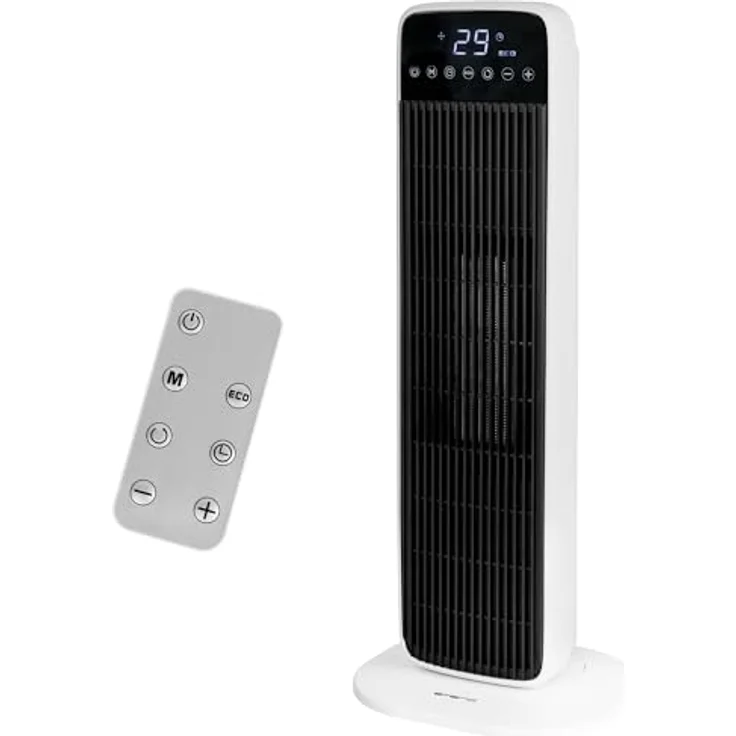 Emerio Keramik-Heizlüfter FH-132333, 2000W Heizleistung, 2 Heizstufen, schwarz, mit Thermostat und Fernbedienung – Bild 1