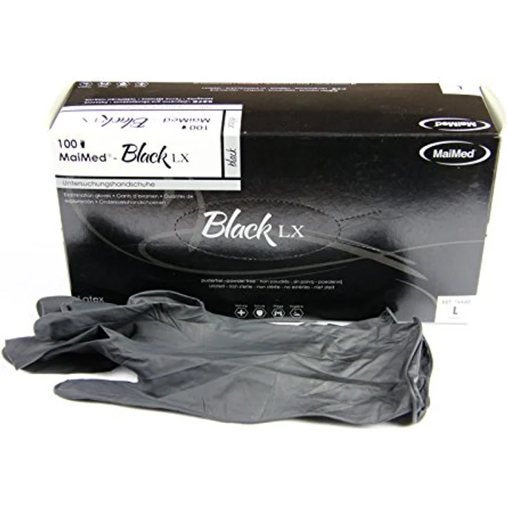MaiMed Black LX L Einmalhandschuhe aus Latex PZN 07796278 – Bild 2