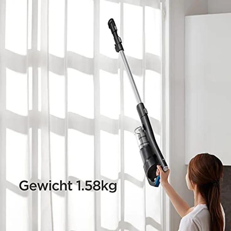 Midea Akku-Staubsauger MCS2025GB, kabelloser 2-in-1 Handstaubsauger, bis zu 60 Minuten Akkulaufzeit, LED-Beleuchtung, Elektrobürste zur gründlicheren Reinigung, Staubbehälter, beutellos – Bild 4