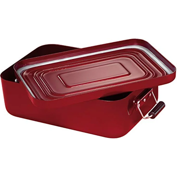 Küchenprofi Lunchbox aus Aluminium | für Erwachsene und Kinder | Brotdose mit Fächern, verstellbar | mit Silikondichtung | 18 × 12 × 5,5 cm | rot – Bild 3