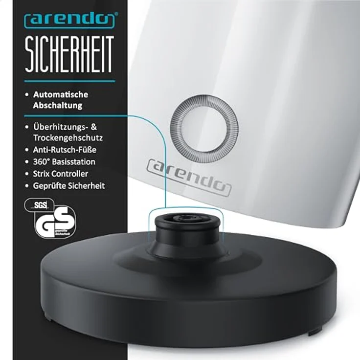 Arendo 23030012 Wasserkocher, 1100W, 0,5L, 5 Temperaturstufen, Warmhaltefunktion, Edelstahl – Bild 6