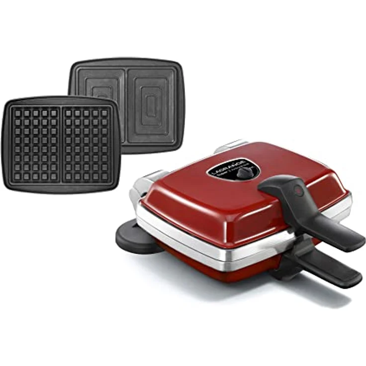 Waffeleisen Super 2, antihaftbeschichtet, Rot (Waffelplatten + Sandwich-Monsieur) – Bild 1