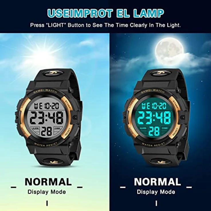 Dislocati Kinder Digitaluhr für Jungs, wasserdichte Sportuhr mit LED-Hintergrundbeleuchtung, Armband 16-23 cm, Geschenkbox für Kinder 3-12 Jahre – Bild 3