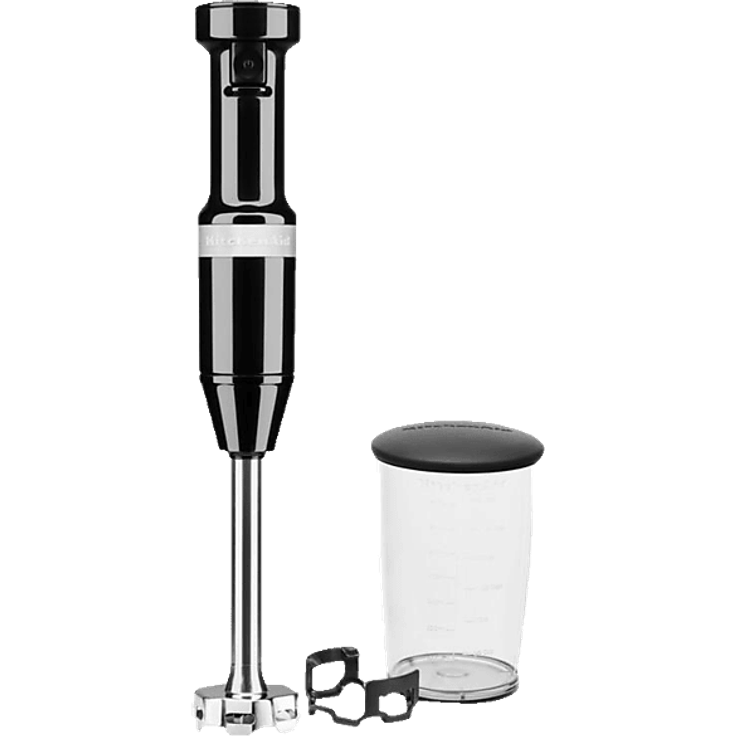 KITCHENAID 5KHBV53EOB Stabmixer Onyx Schwarz, 180 Watt, 700 ml BPA-freier Mixbehälter, abnehmbarer Mischerarm mit 4-Klingen-Edelstahlmesser