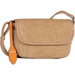 Gabor Eleanor Top Zip Flap Bag M, Umhängetasche in gewebtem Design, Beige, verstellbarer Schulterriemen, geräumiges Hauptfach