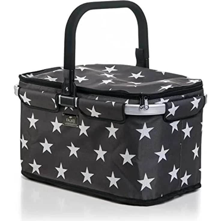 Genius Einkaufskorb Falko Premium, faltbarer Tragekorb mit 22 L Volumen, stabiler Aluminiumrahmen, Reißverschluss und gepolstertem Griff für Picknick und Camping – Bild 5
