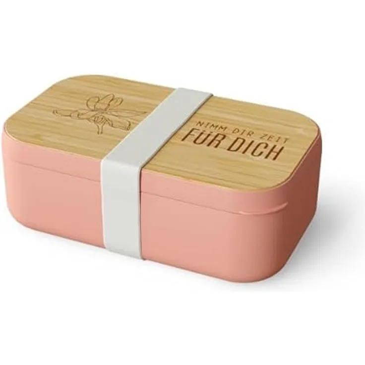 Rungassi Brotdose RELAX, Lunchbox mit Holzdeckel als Schneidebrett, BPA-frei, rosa