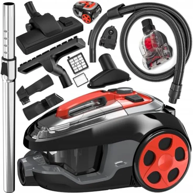 LEHMANN Typhoon Beutelloser Staubsauger 4000 Watt | Zyklon Staubsauger mit HEPA Filter und Turbobürste | Staubbehälter 2,5L, schwarz