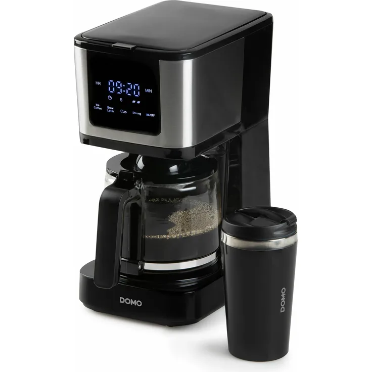 Domo CAFETIÈRE DO733K 1,25L 10 TASSES MUG 400ML COMMANDES TACTILES/ÉCRAN LED FILTRE PERMANENT, Filterkaffeemaschine, Schwarz
