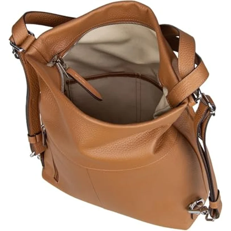 Picard Pure, 2in1 Handtasche und Rucksack aus genarbt Rindleder, Braun – Bild 3
