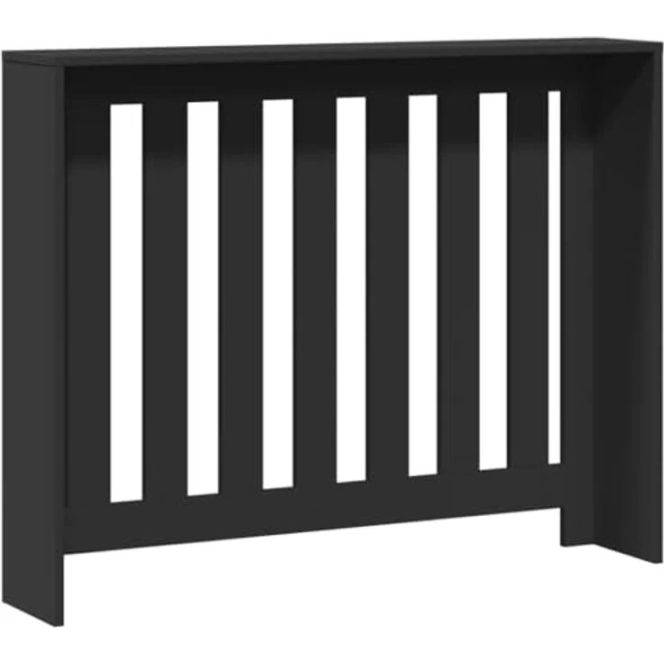 vidaXL Heizkörperverkleidung Schwarz, 104x20x82 cm, Holzwerkstoff mit modernem Latten-Design und pflegeleichter Oberfläche – Bild 7
