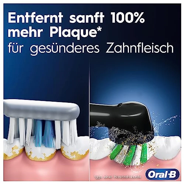 Oral-B Pro Series 3 Plus Edition Doppelpack Elektrische Zahnbürste, 4 Aufsteckbürsten, mit visueller 360° Andruckkontrolle für Zahnpflege, recycelbare Verpackung, Designed by Braun, schwarz/weiß – Bild 5