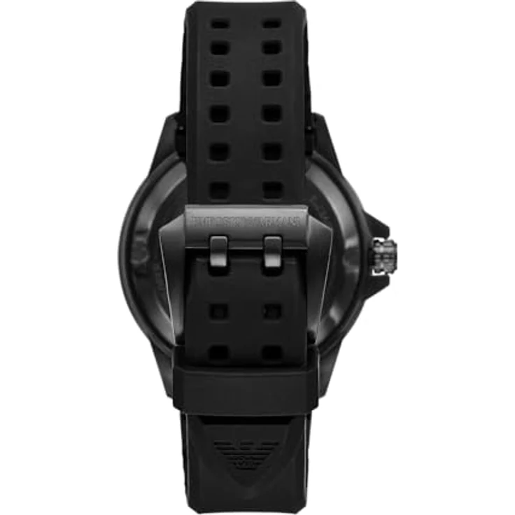 Emporio Armani Armbanduhr für Herren, Quartzwerk, 42,5 mm, Edelstahlgehäuse, grünes und schwarzes Zifferblatt, Silikonband, wasserdicht bis 200 m – Bild 4