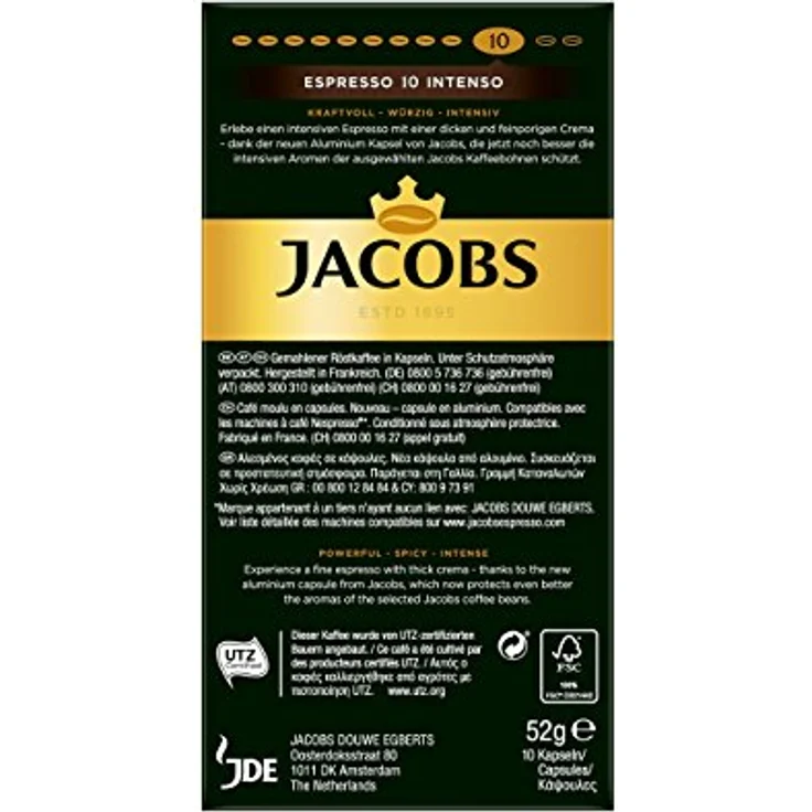Jacobs Espresso 10 Intenso, Kaffeekapseln, Nespresso Kompatibel, Kaffee, 10 Kapseln, á 5.2 g – Bild 5