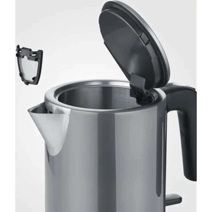 SEVERIN - Wasserkocher WK 9574, 1 l, 2400 W, Grau, Edelstahl, BPA-frei, 360°-Funksystem – Bild 3