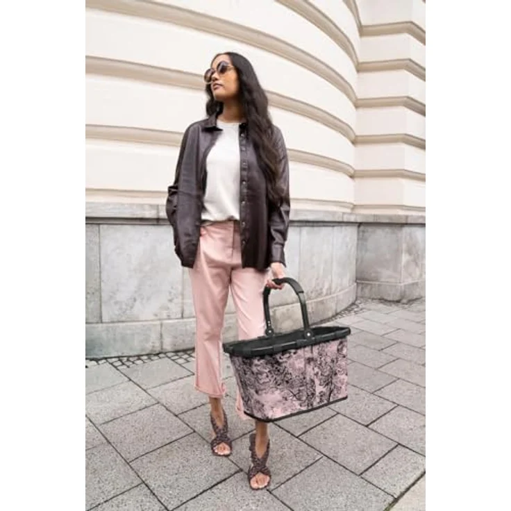 reisenthel carrybag jacquard rose, Einkaufstasche aus recyceltem Polyester, 22 l, rosa mit Innentasche – Bild 8