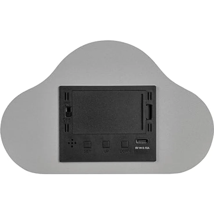 TFA Clocco Cloud, Digitalwecker und Raumthermometer in Wolkenform mit Dimmfunktion und grauer MDF-Oberfläche – Bild 3