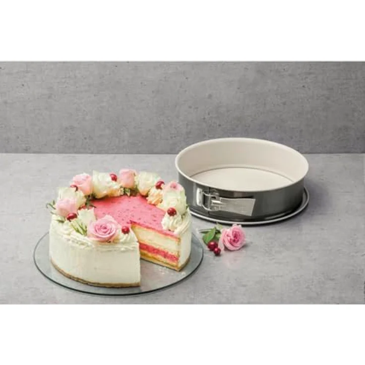 Dr. Oetker Spring--Kuchen--Backform, Ø 28 cm Back-Trend, mit Flachboden, runde, aus Stahl mit keramisch verstärkter Antihaft-Beschichtung, Menge: 1 Stück, Farbe: creme-anthrazit – Bild 2
