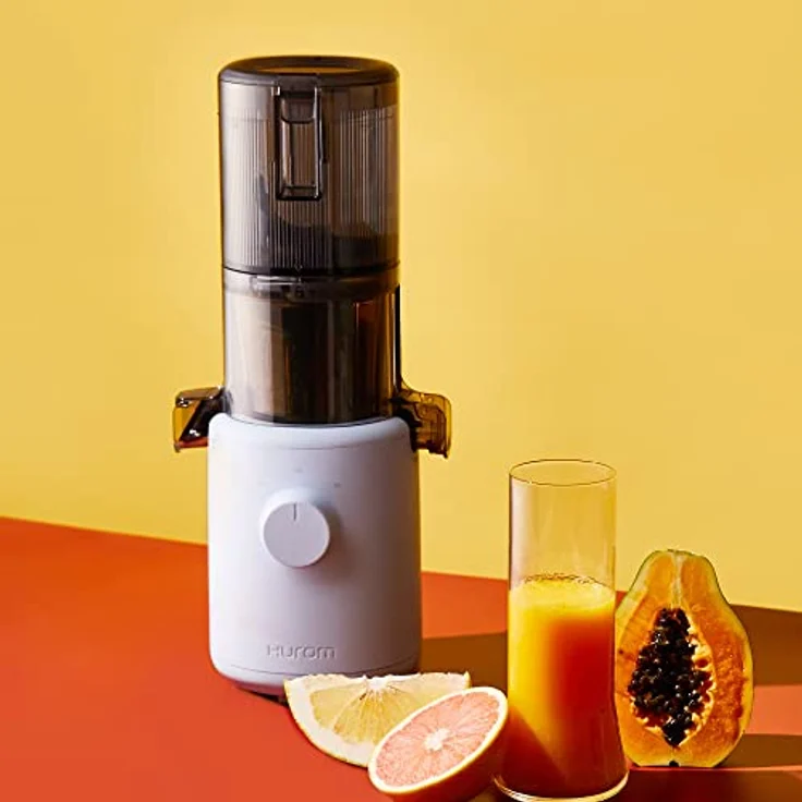 HUROM | Slow Juicer | Entsafter Gemüse und Obst | H310A | Elektrische Kaltpresse | Ruhiger Motor | Leicht zu Reinigen | 220ml | 100 Watt | BPA Frei |Schlankes Design | Himmelblau – Bild 2