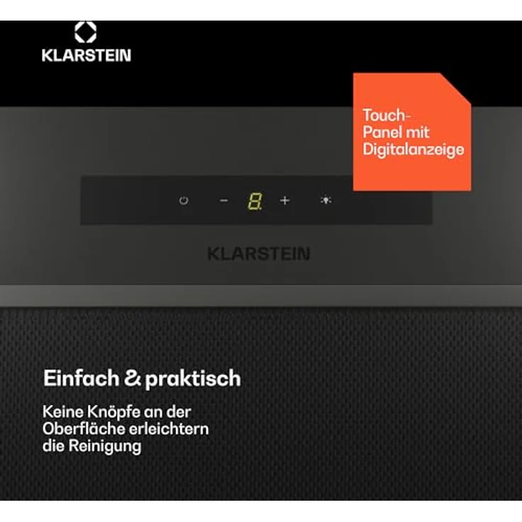 Klarstein Dunstabzugshaube 52cm, Abluft/Umluft-Dunstabzugshaube mit Filter, LED-Beleuchtung, Timer & Touch-Bedienfeld, Leise Einbau-Abzugshaube mit 439 m³/h Luftstrom, Edelstahl-Dunstabzug – Bild 5