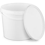 BenBow Eimer mit Deckel 5l weiß 1x 5l - lebensmittelecht, stabil, luftdicht, auslaufsicher, geruchsneutral - Plastikeimer mit Henkel - leer
