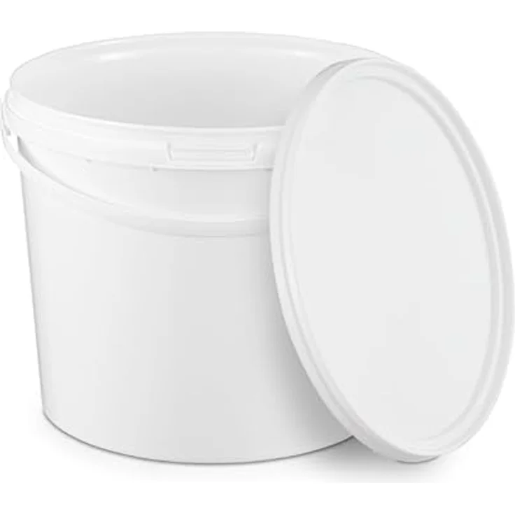 BenBow Eimer mit Deckel 5l weiß 5X 5l - lebensmittelecht, stabil, luftdicht, auslaufsicher, geruchsneutral - Plastikeimer mit Henkel - leer – Bild 1
