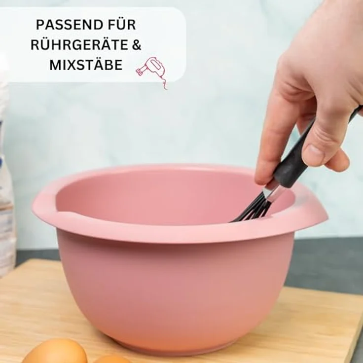 Westmark Rühr-/Backschüssel 3,5 l mit Ausgießer und Gummiring, Kunststoff, Rosa, 3154227P – Bild 2