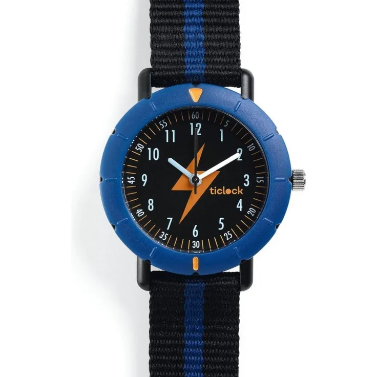 DJECO Quarzuhr Armbanduhr drehbare Lünette Kinderuhr inkl. Batterie, sportliches Design, elegant, Japanisches Uhrwerk 2035, blau