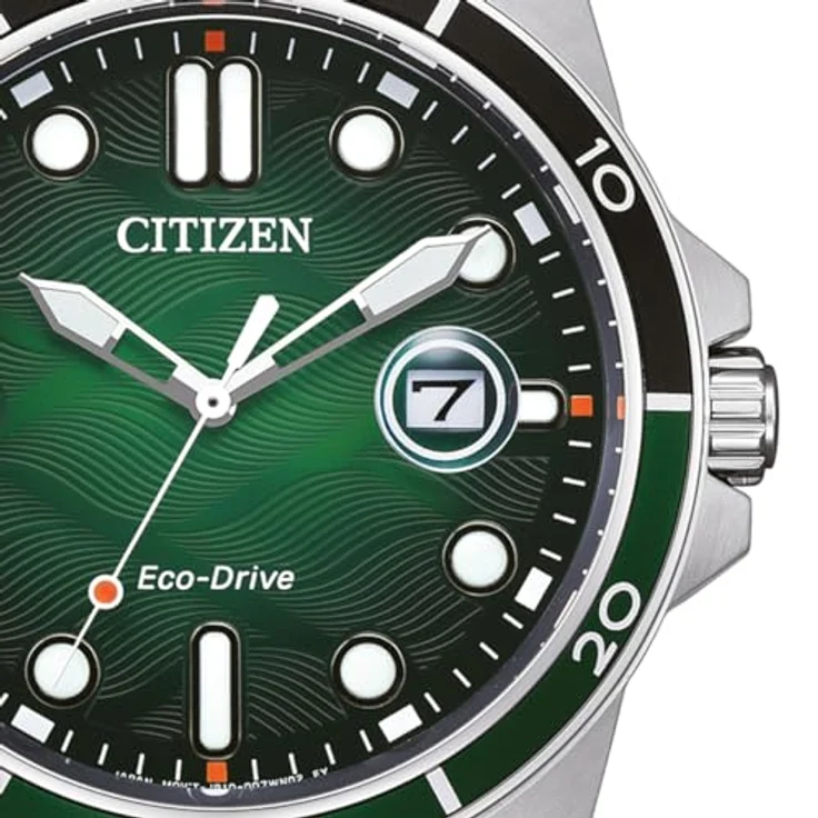 Citizen Herrenuhr Eco-Drive Solar mit Edelstahl Gliederband Silberfarben/Grün AW1811-82X – Bild 2