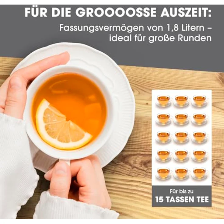GOURMETmaxx Edelstahl-Wasserkocher 1,8 L | Leistungsstarker Boiler mit Abschaltfunktion und 360° Basisstation | Kabelloser Heißwasserspender inkl. praktischer Wasserstandsanzeige | 1500 W [BPA-frei] - Mattes Edelstahl-Design – Bild 5