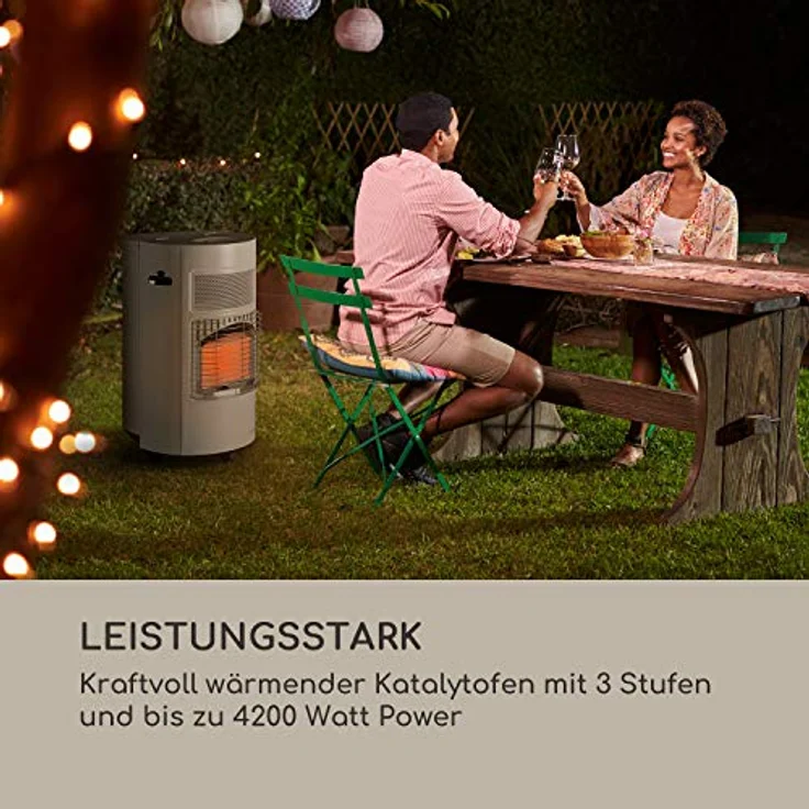 blumfeldt Bonaparte Gasheizung - Gasofen mit 3 Leistungsstufen 1600, 2600 und 4200 Watt, Katalytofen für Gasflaschentyp: 5kg bis 15kg, integrierter Piezozünder, Infrarot-Keramikbrenner, weiß – Bild 2