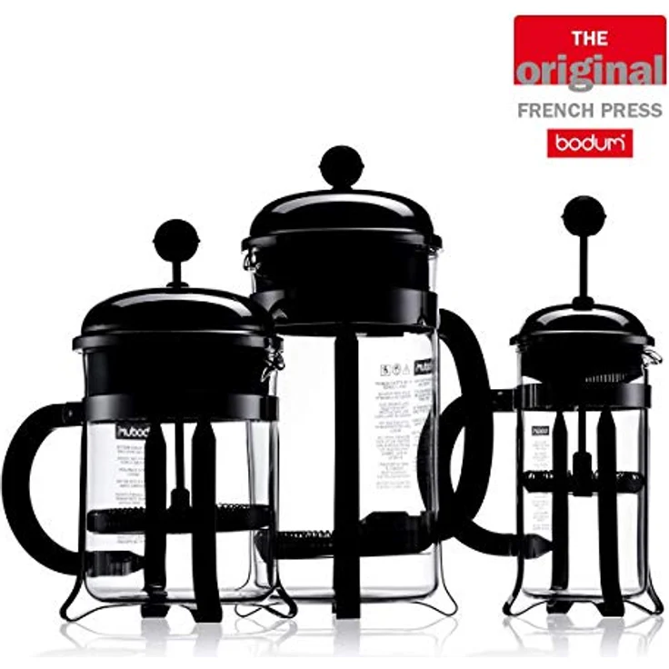 Bodum Chambord Kaffeebereiter 8 Tassen mit Metallrahmen, Chrom, Schwarz, 10.6 x 17.1 x 24.5 cm – Bild 11