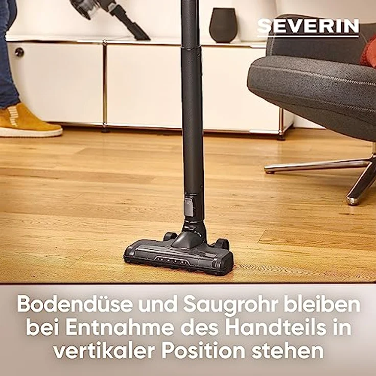 SEVERIN 2-in-1 Stiel- und Handstaubsauger HV 7155, leistungsstarker Akku Staubsauger für Tierhaare, kabelloser Staubsauger mit bis zu 40 min Akkulaufzeit, schwarz – Bild 3