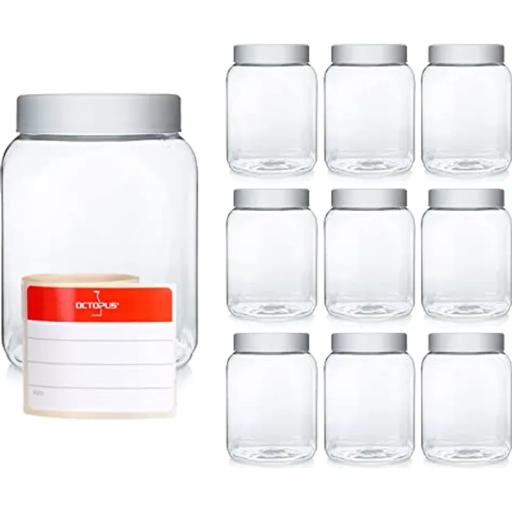 Octopus 50x PET Becher mit Schraubdeckel, 400 ml, lebensmittelecht, glasklar, unzerbrechlich