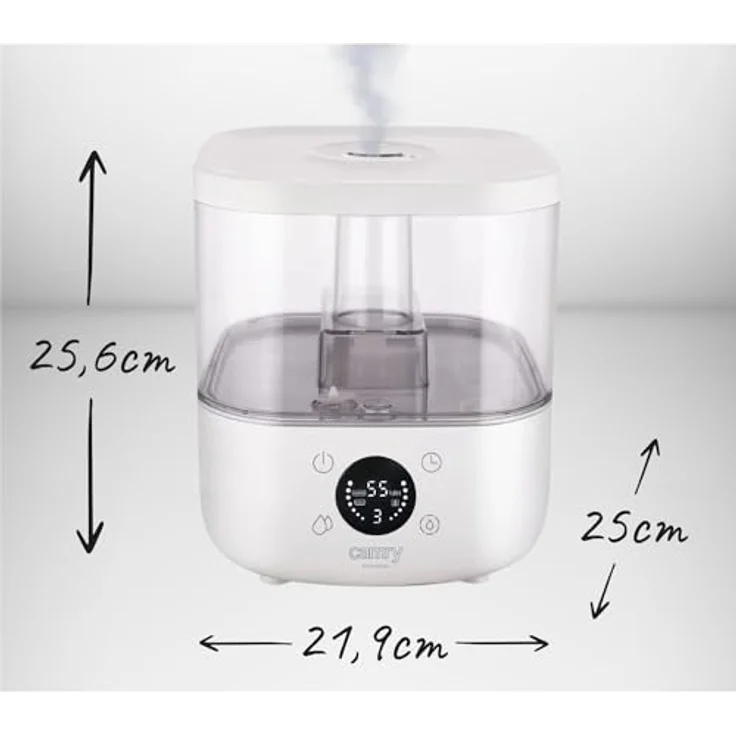 CAMRY CR 7973 W Ultraschall-Luftbefeuchter, 5 Liter, Aromatherapie-Funktion, Timer, LED-Anzeigebildschirm (Weiß) – Bild 5