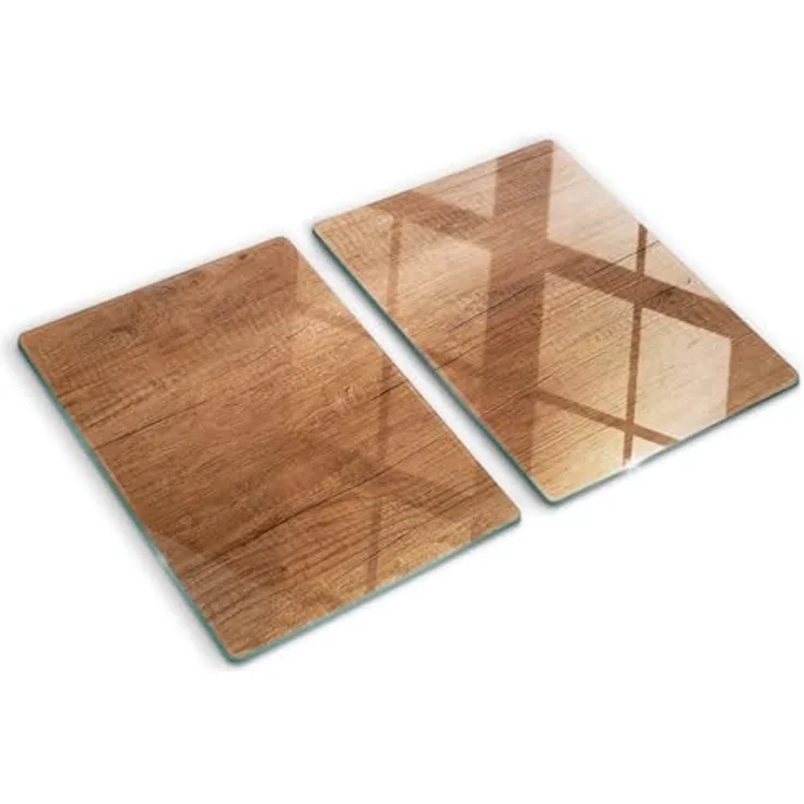 Tulup Schneidbrett Glas 2er Set 40x52 cm, Hitzebeständig, Gehärtetes Glas, Antibakteriell, Rutschfest mit Silikonfüßen, Plastikfrei, Lebensmittelecht, Dekorativ für die Küche