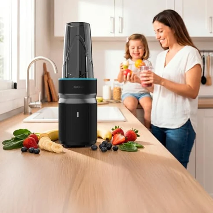 Cecotec Personal Blender PowerTitanium 1000 Push2Go, 1000 W, 6-flügelige Edelstahlklinge, 2 Becher à 700 ml mit Deckeln – Bild 7