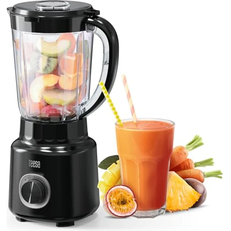 Teesa TSA3542B Standmixer, 500W mit 1,5L BPA-frei, Weiss, einfache Reinigung, Pulsmodus und zwei Geschwindigkeitsstufen