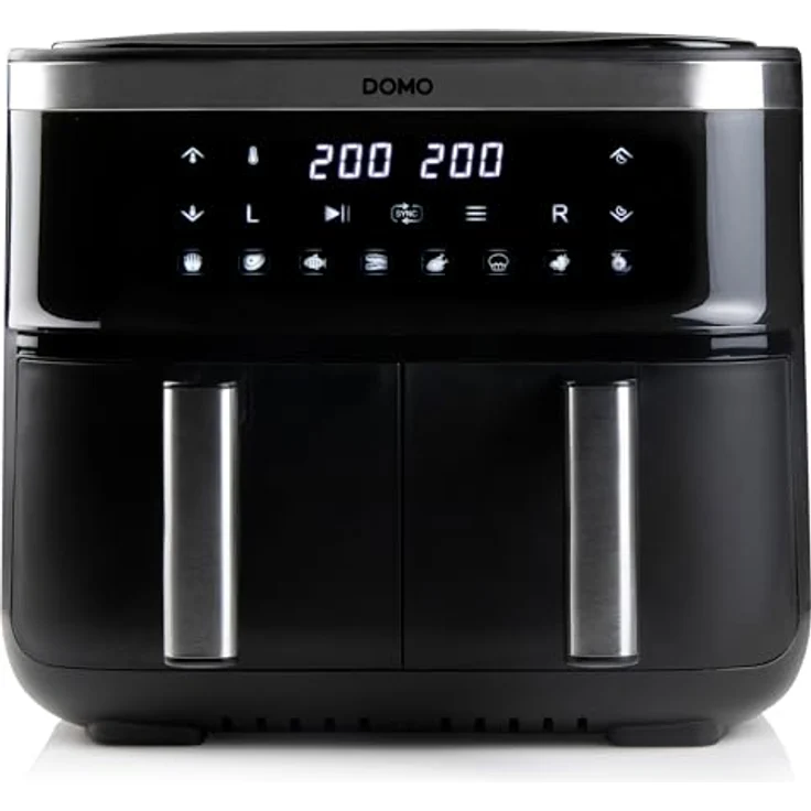 Domo DO537FR Heißluftfritteuse, ohne Fett, 2 x 4 Liter, Überhitzungsschutz, Timerfunktion, mit Display, Antihaftbeschichtung, schwarz – Bild 5
