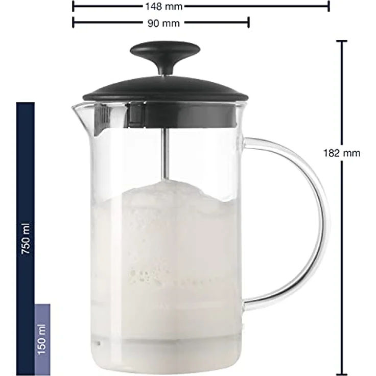 Leonardo Milchaufschäumer Caffè per me, 3-teiliges Set, hitzebeständiges Glas, 025508 – Bild 4