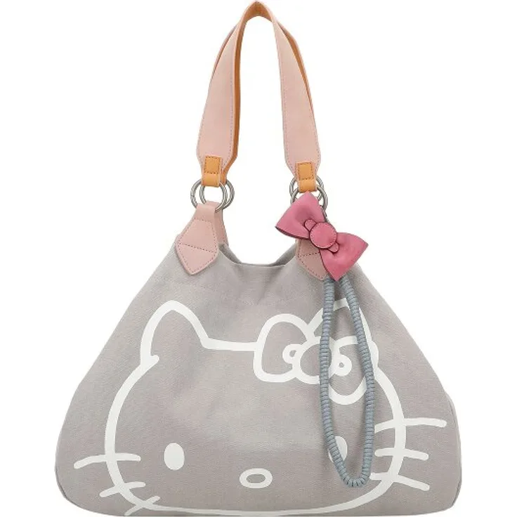 Fritzi aus Preußen Izzy Medium Hello Kitty, Canvas Shopper Tasche 42 cm, grau, 100% Baumwolle