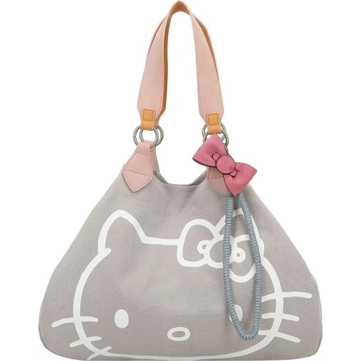 Fritzi aus Preußen Izzy Medium Hello Kitty, Canvas Shopper Tasche 42 cm, grau, 100% Baumwolle