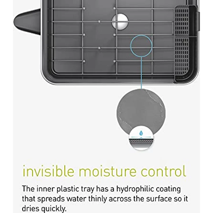 Simplehuman Geschirr-Abtropfgestell aus Edelstahl in der Farbe Grau, Maße: 39,4cm x 38cm x 19cm, KT1184DC – Bild 5