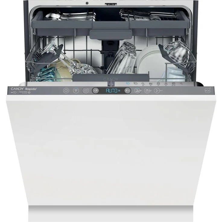 Candy CI 4C4F1A Rapido, Einbaugeschirrspüler für 14 Maßgedecke, 60 cm, 44 dB, Besteckschublade, Energieeffizienzklasse C