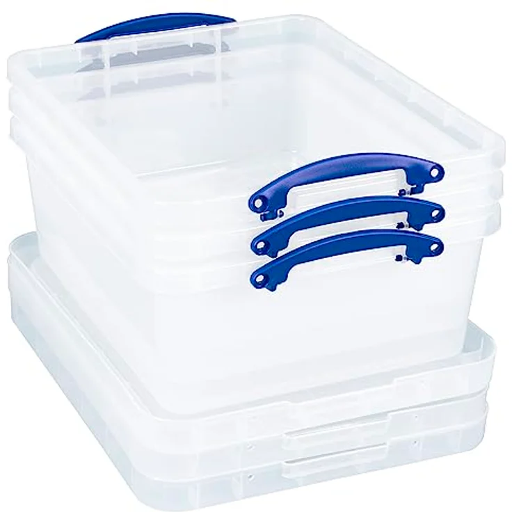Really Useful Box Aufbewahrungsbox aus Kunststoff, 23,5 l, transparent, 3 Stück – Bild 2