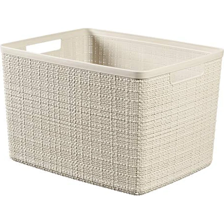 Curver Korb Jute Rechteckig aus 100% recyceltem Kunststoff, Weiß Rot, 20 l – Bild 1