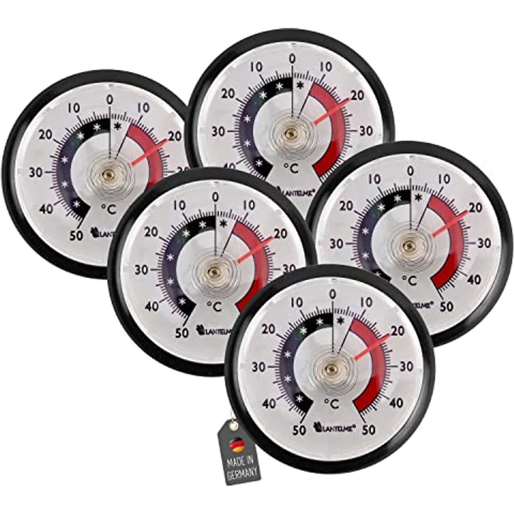 Lantelme Kühlschrankthermometer 5 Stück Set selbstklebend Kühl Gefrierschrank Thermometer analog schwarz 8060 – Bild 1